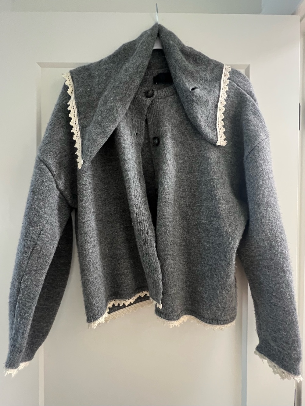ZARA Grey Button Up Cardigan with Detachable Scarf